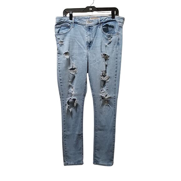 Levi's Jeans Women's 33x28.5 Blue 721 High Rise Skinny Jeans Distressed Stretch - Picture 1 of 4